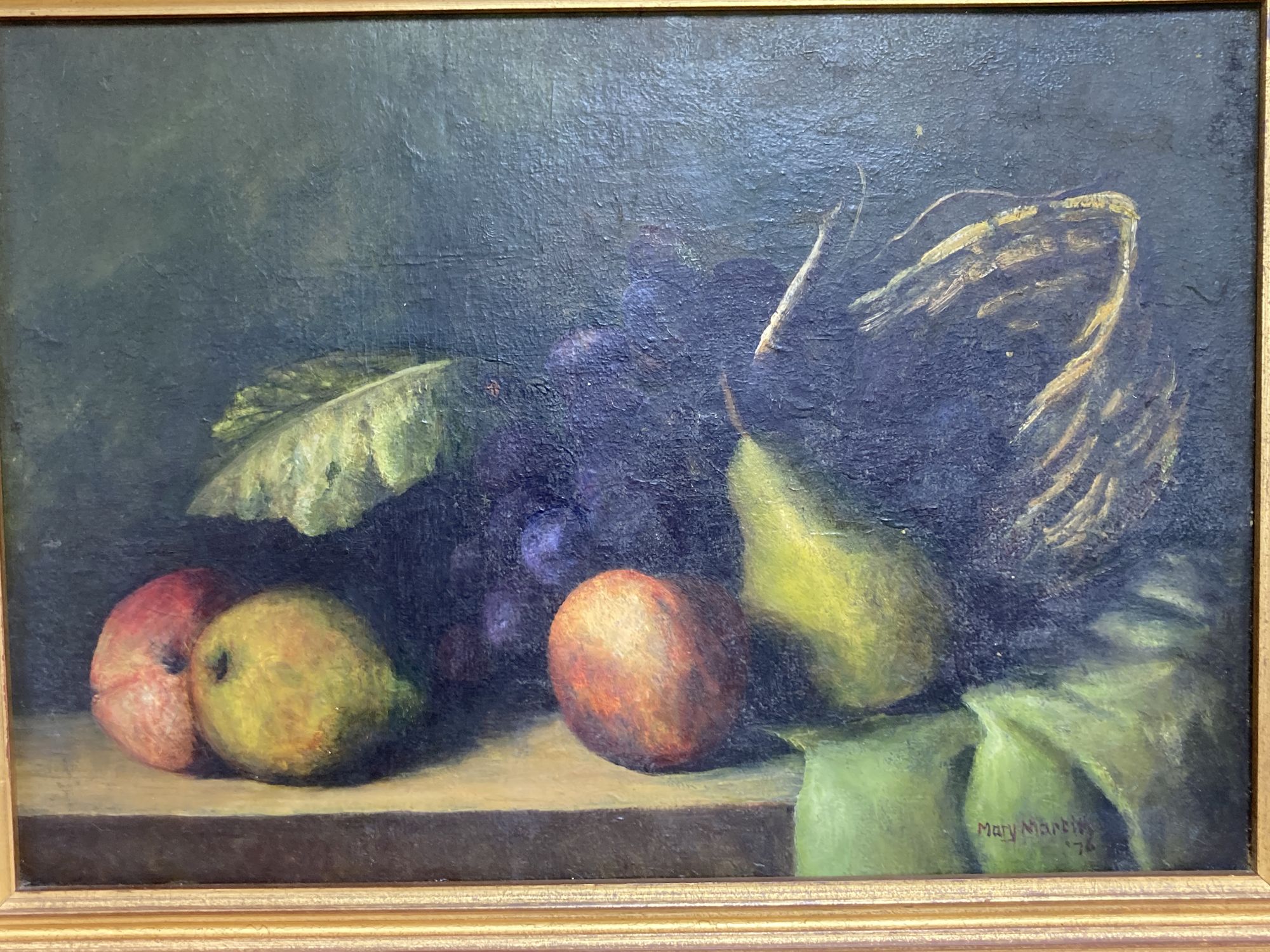 Mary Martin, pair of oils on canvas, Still lifes of fruit, signed and dated 76, 24 x 35cm